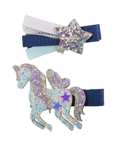 Picture of NAVY UNICORN/STAR HAIRCLIP
